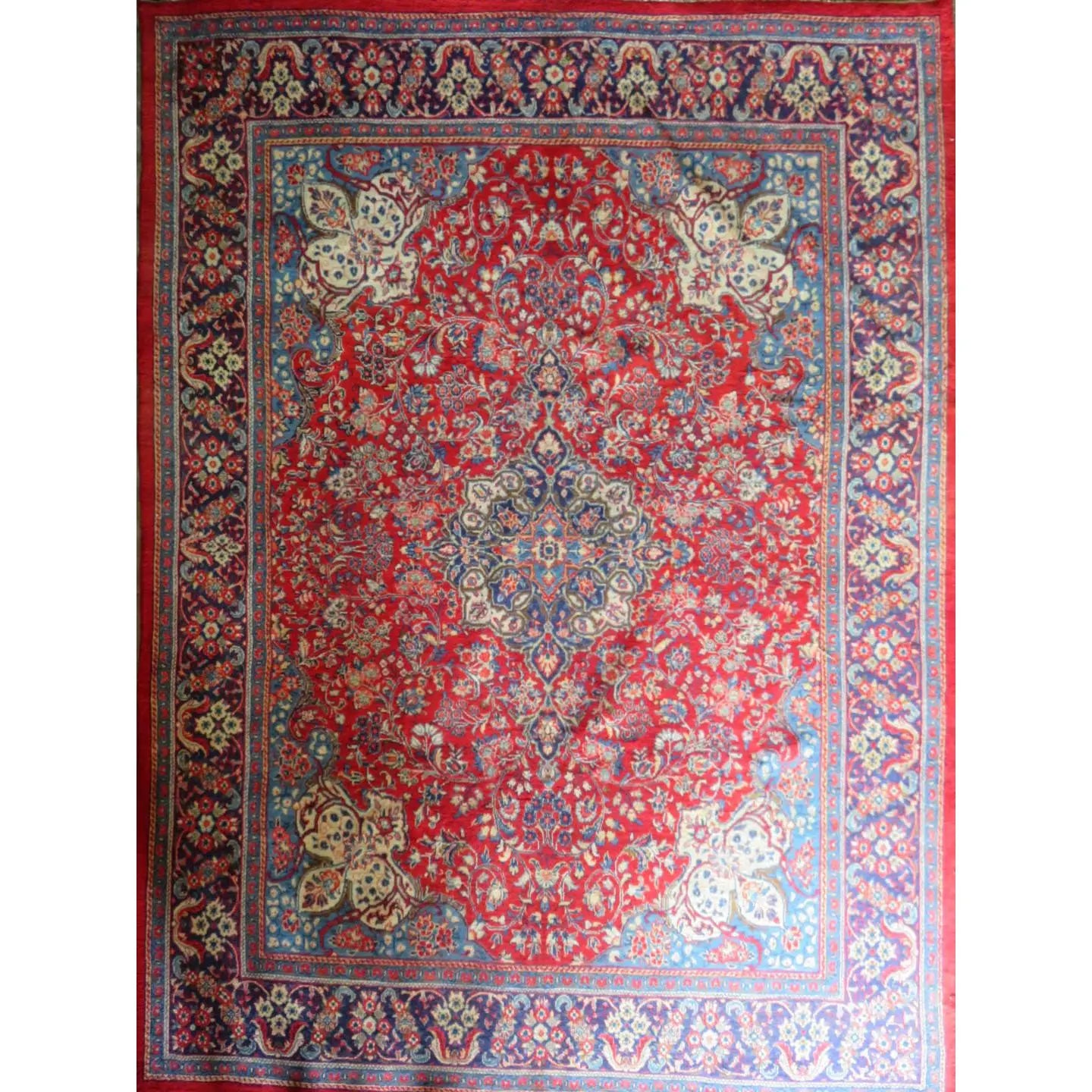 One Of The Kind Hand-Knotted Persian Wool Rug _ Luxurious Vintage Design, 13'4" x 10'0", Artisan Crafted